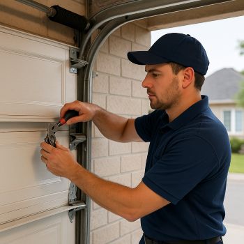 Professional garage door repair technician